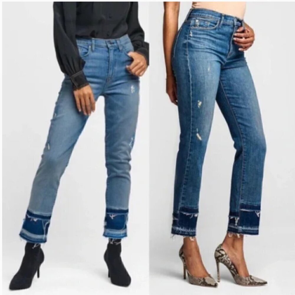 Hudson High Rise Zoeey Straight Crop Double Step Jeans size 30